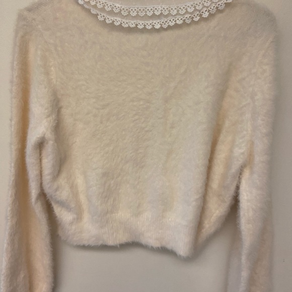 Cream Fuzzy Cardigan - Picture 2 of 3